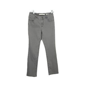 Jones New York Lexington Straight Leg  Jeans Lt Gray Embellished Back Pkt EUC 4P